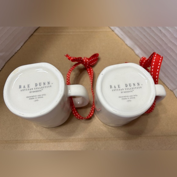 Rae Dunn mini mugs Christmas ornaments. Like new. NO blemishes. - Picture 4 of 5